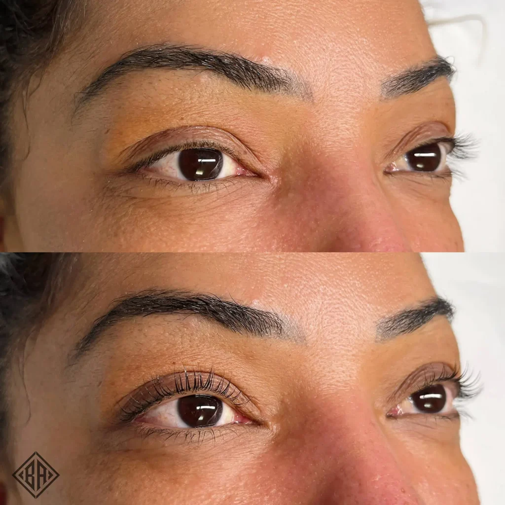 avant et après le rehaussement de cils - beauty art pro 8